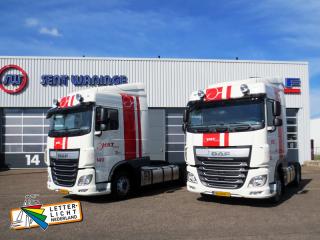 Truck belettering en striping Daf XF spacecab.